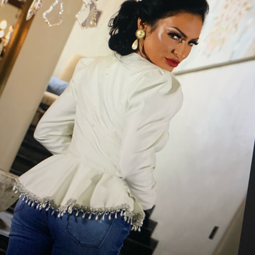 Vintage blazer with  handmade pearl detail